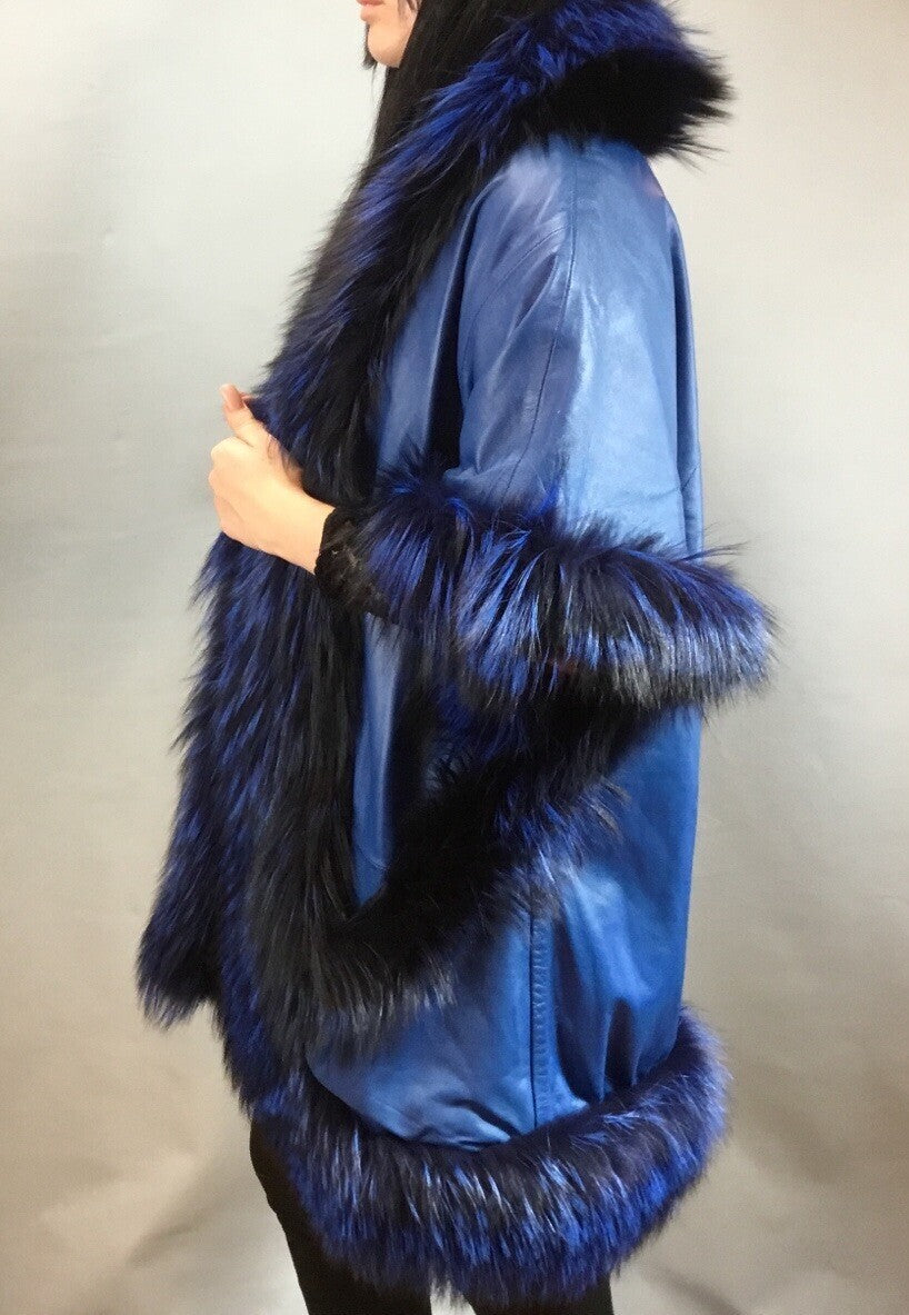 Women’s Luxury Real Fox And Leather ￼ Coat Jacket Beautiful Look Size M