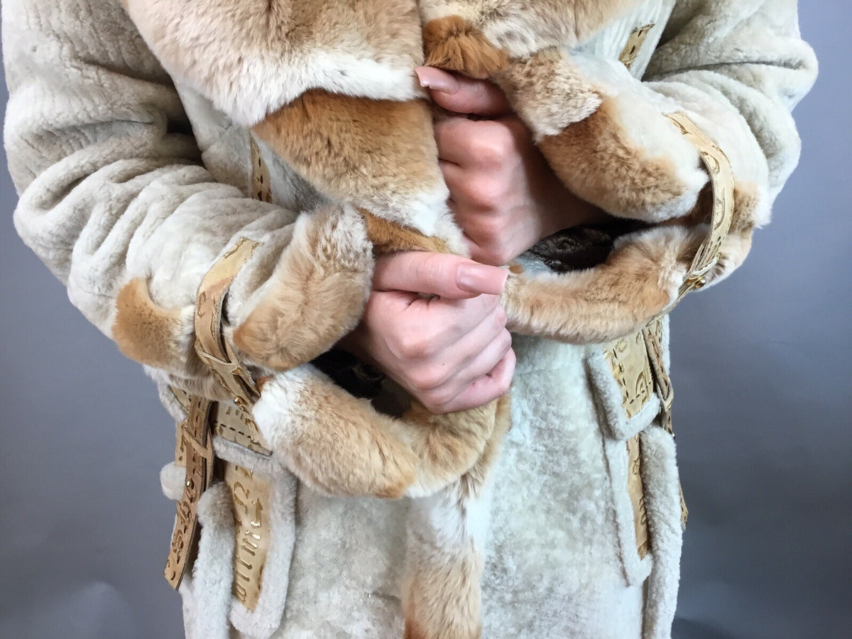 Parterrez, Italy, Persian Lamb/ Chinchilla Mix Fur/ Genuine Leather Coat Size M