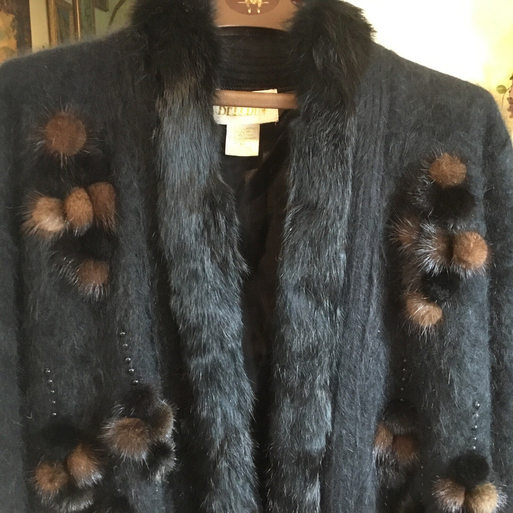 Mink, Angora fur long sweater jacket. Beautiful Jacket.  Sz M