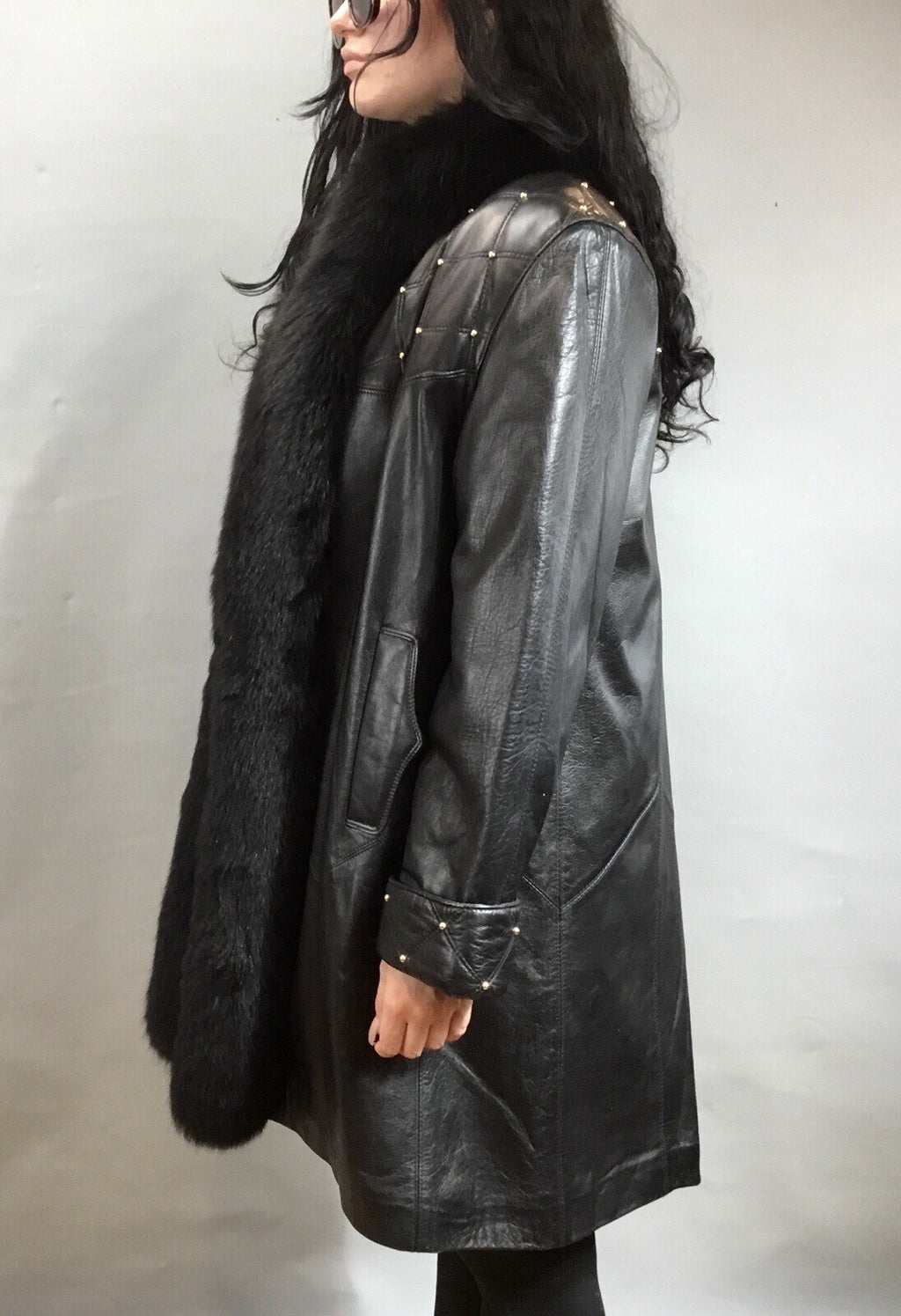 Leather￼ ￼And Fox  Coat  Coat Sz  M