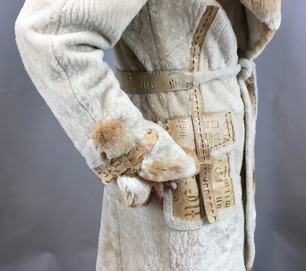 Parterrez, Italy, Persian Lamb/ Chinchilla Mix Fur/ Genuine Leather Coat Size M