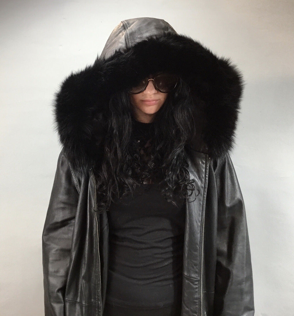 Leather￼ ￼And Fox  Coat  Coat Sz  XL