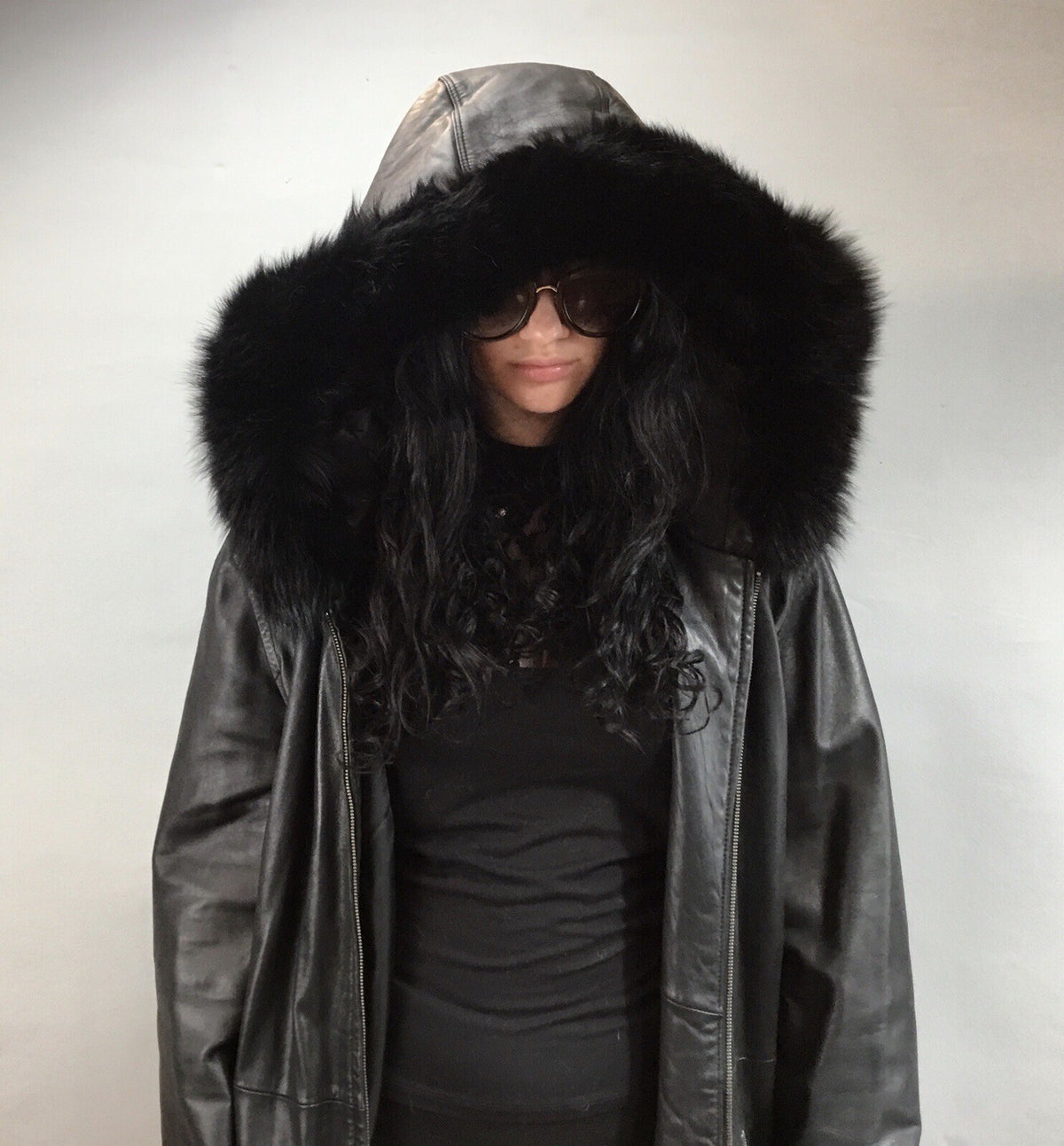Leather￼ ￼And Fox  Coat  Coat Sz  XL