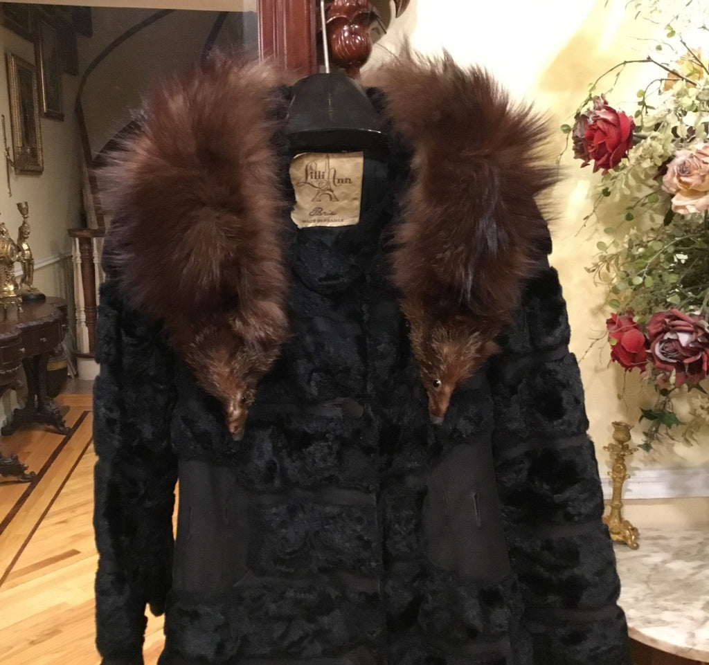 Vintage One of a kind ￼Georges Retro Time PARIS Black Coat French Lilli Ann  XS