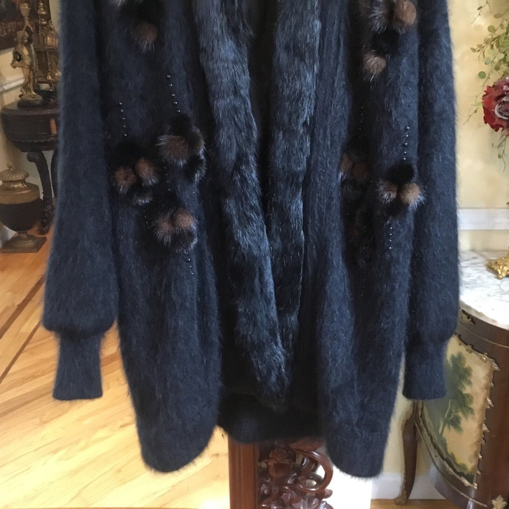 Mink, Angora fur long sweater jacket. Beautiful Jacket.  Sz M