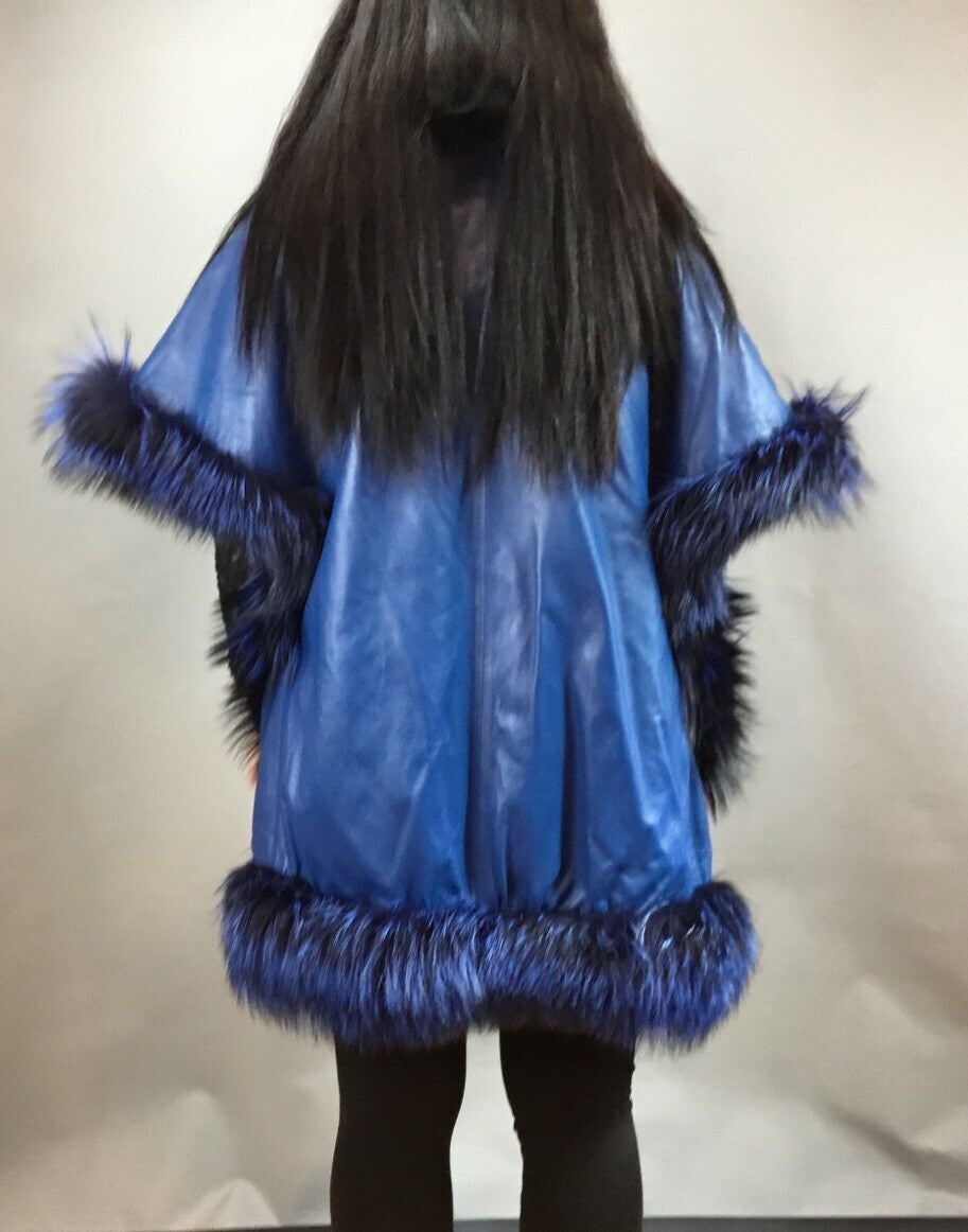 Women’s Luxury Real Fox And Leather ￼ Coat Jacket Beautiful Look Size M