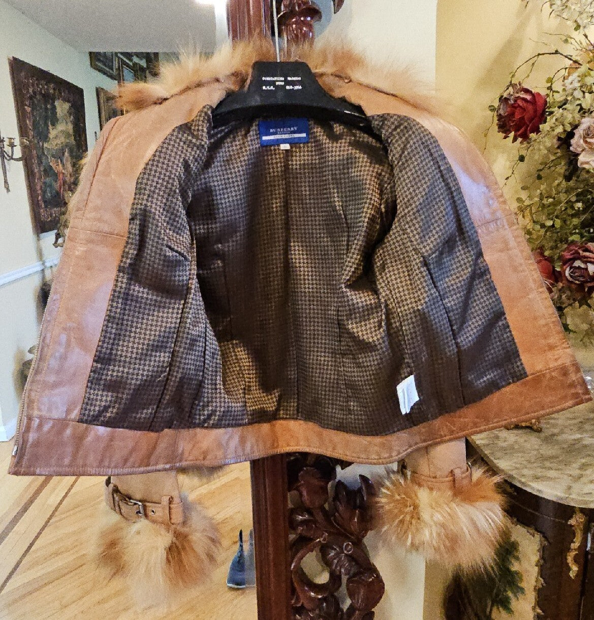 BURBERRY REAL RED FOX FUR JACKET  FOX COAT SIZE 38