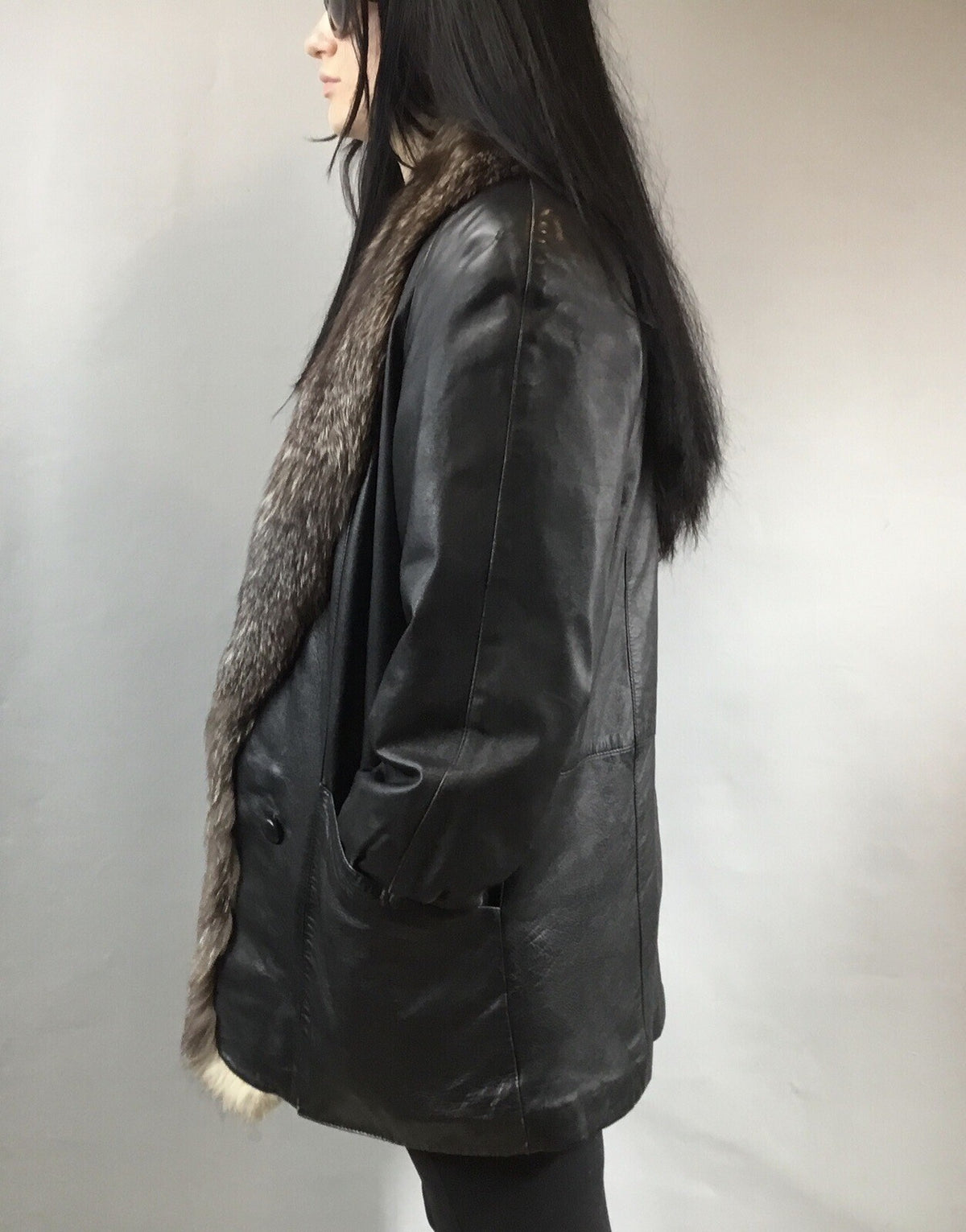 Leather￼ ￼And Fox  Coat  Coat Sz  M