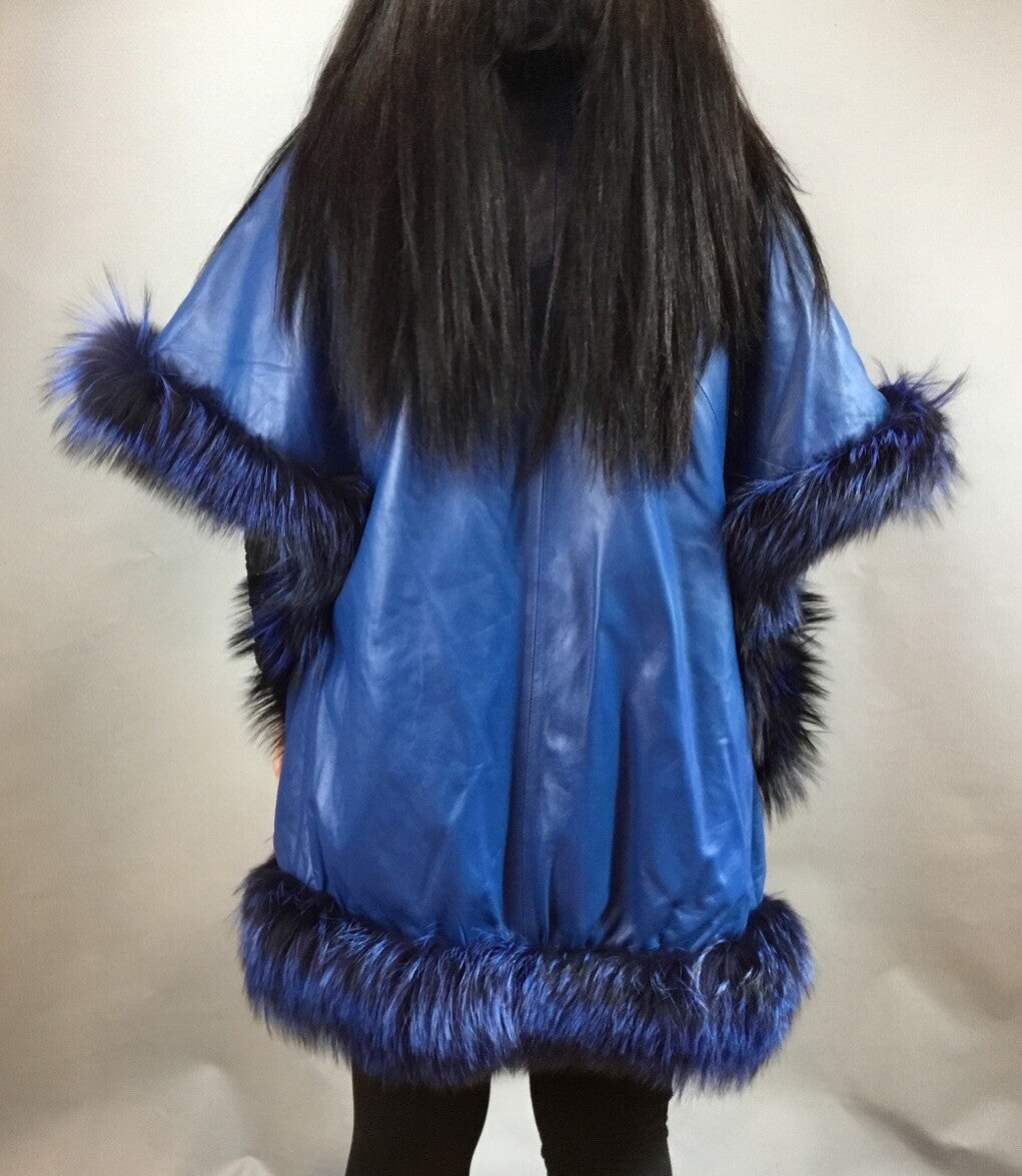 Women’s Luxury Real Fox And Leather ￼ Coat Jacket Beautiful Look Size M