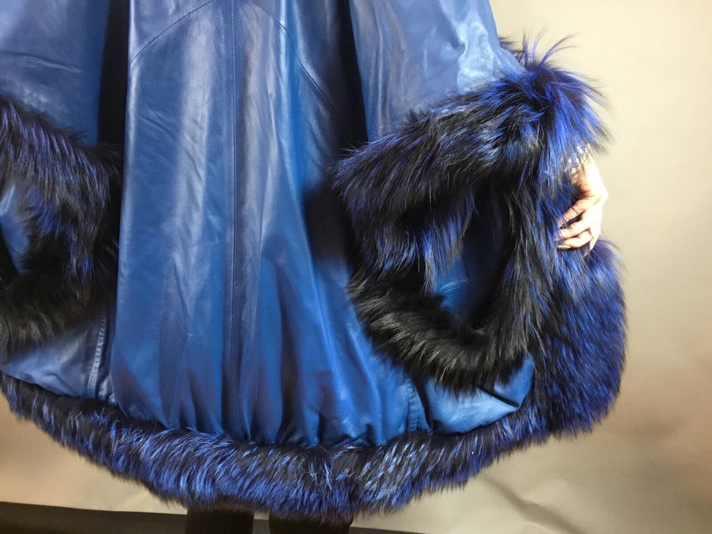 Women’s Luxury Real Fox And Leather ￼ Coat Jacket Beautiful Look Size M