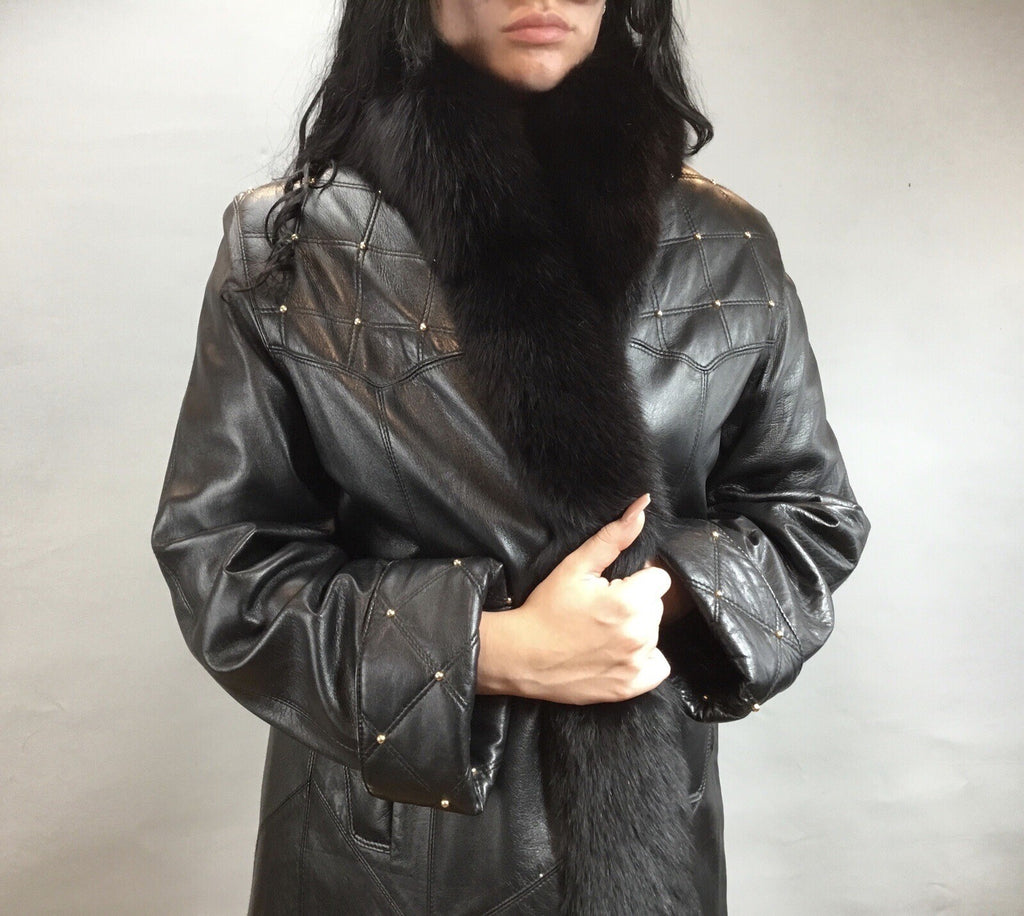 Leather￼ ￼And Fox  Coat  Coat Sz  M