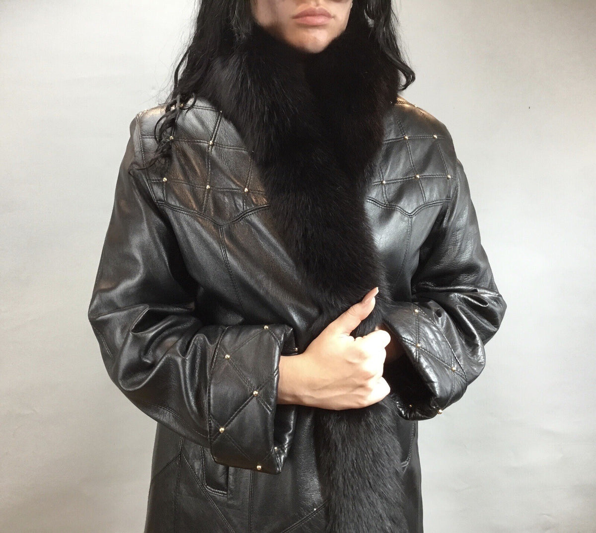 Leather￼ ￼And Fox  Coat  Coat Sz  M