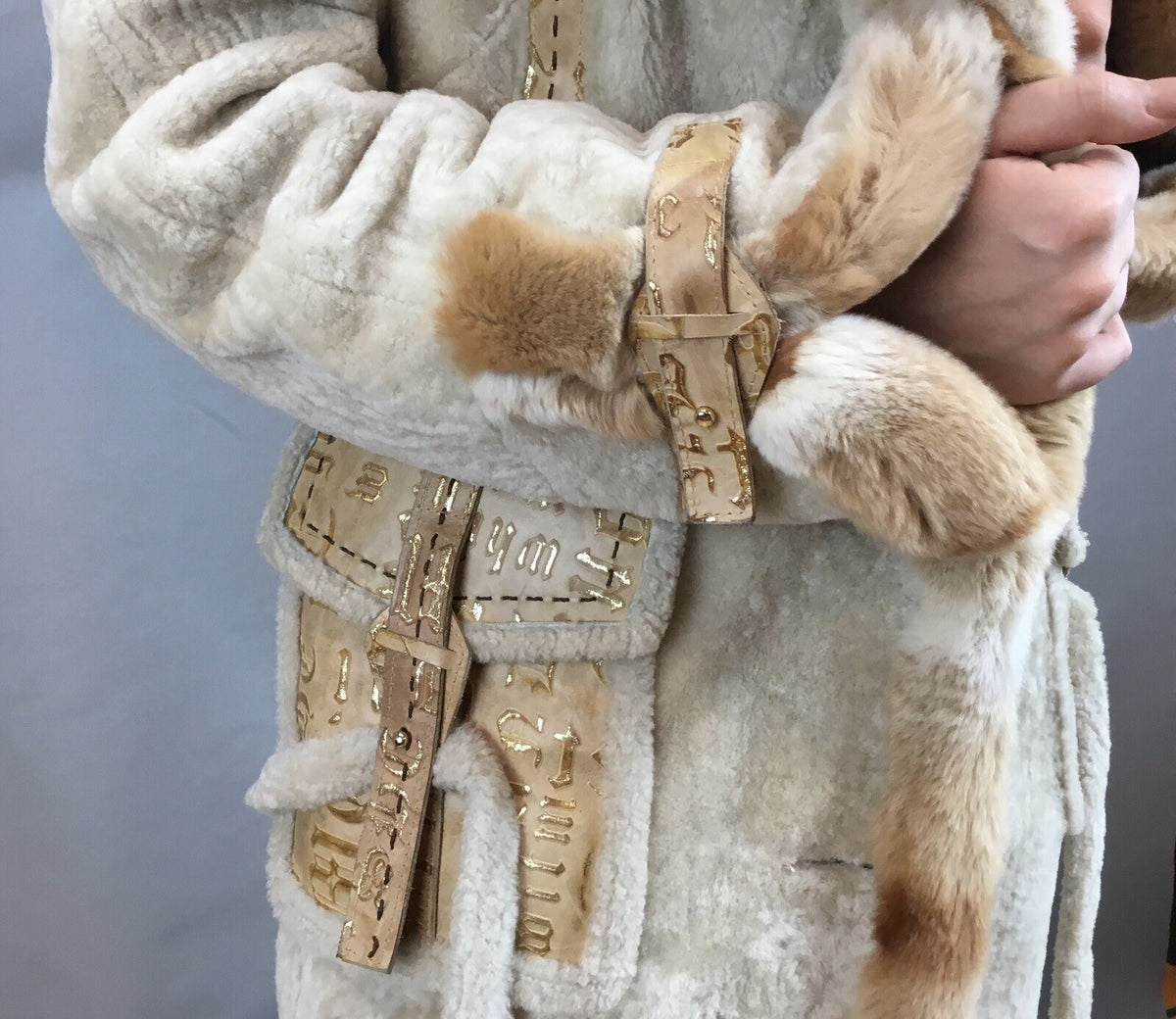Parterrez, Italy, Persian Lamb/ Chinchilla Mix Fur/ Genuine Leather Coat Size M