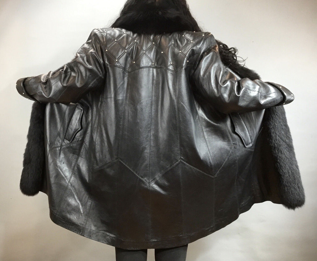 Leather￼ ￼And Fox  Coat  Coat Sz  M