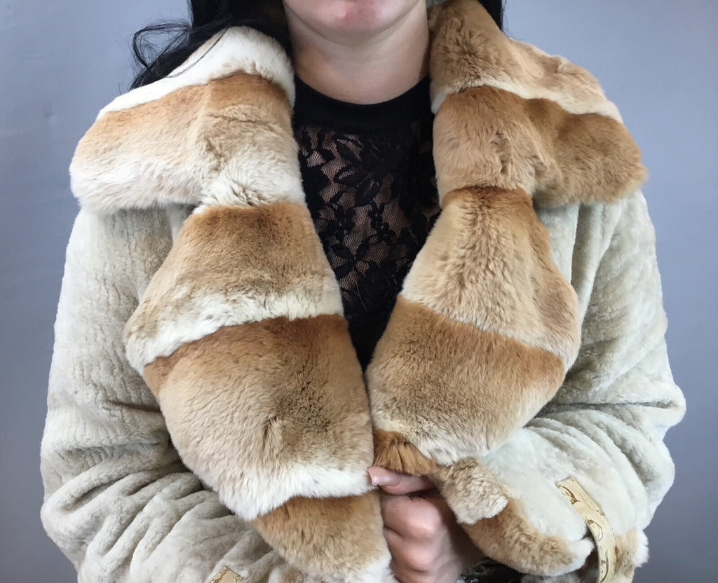 Parterrez, Italy, Persian Lamb/ Chinchilla Mix Fur/ Genuine Leather Coat Size M