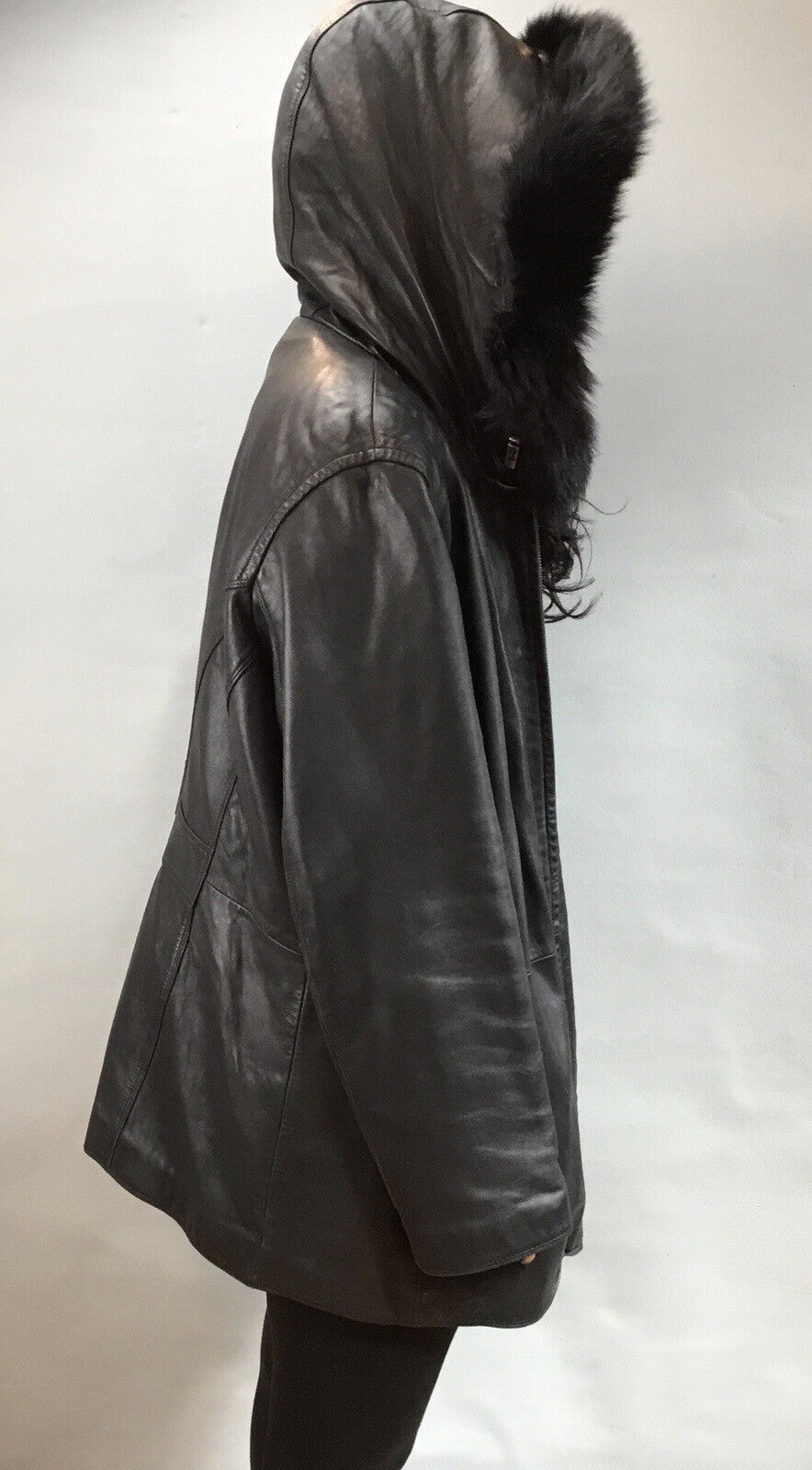 Leather￼ ￼And Fox  Coat  Coat Sz  XL