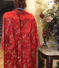 Vintage Chinese red crane bonsai Silk kimono robe dress coat China small pockets