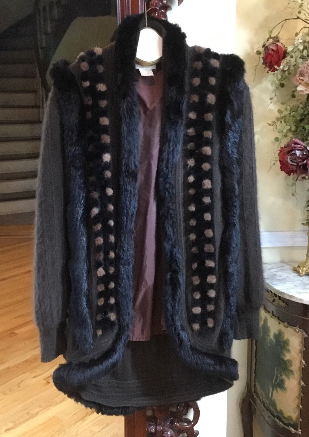 CASHE, ￼Mink, Angora fur long sweater jacket. Beautiful Jacket. size￼ M/L