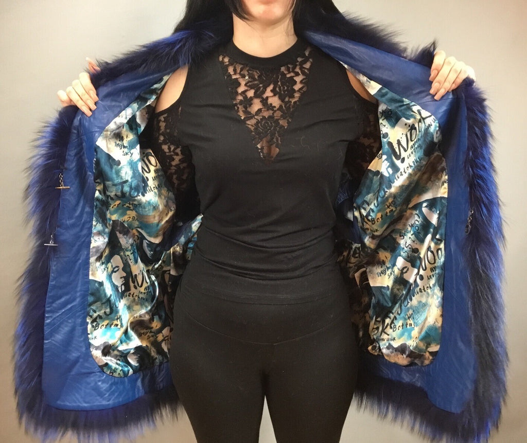 Women’s Luxury Real Fox And Leather ￼ Coat Jacket Beautiful Look Size M