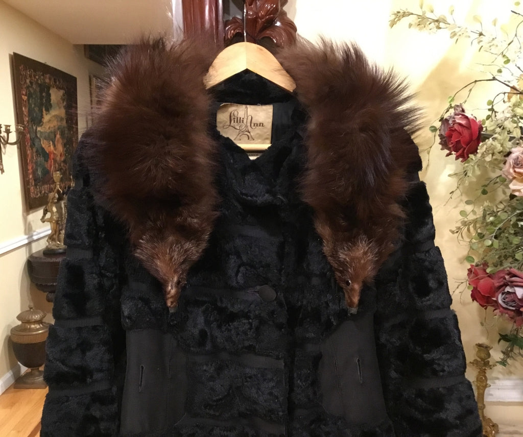 Vintage One of a kind ￼Georges Retro Time PARIS Black Coat French Lilli Ann  XS