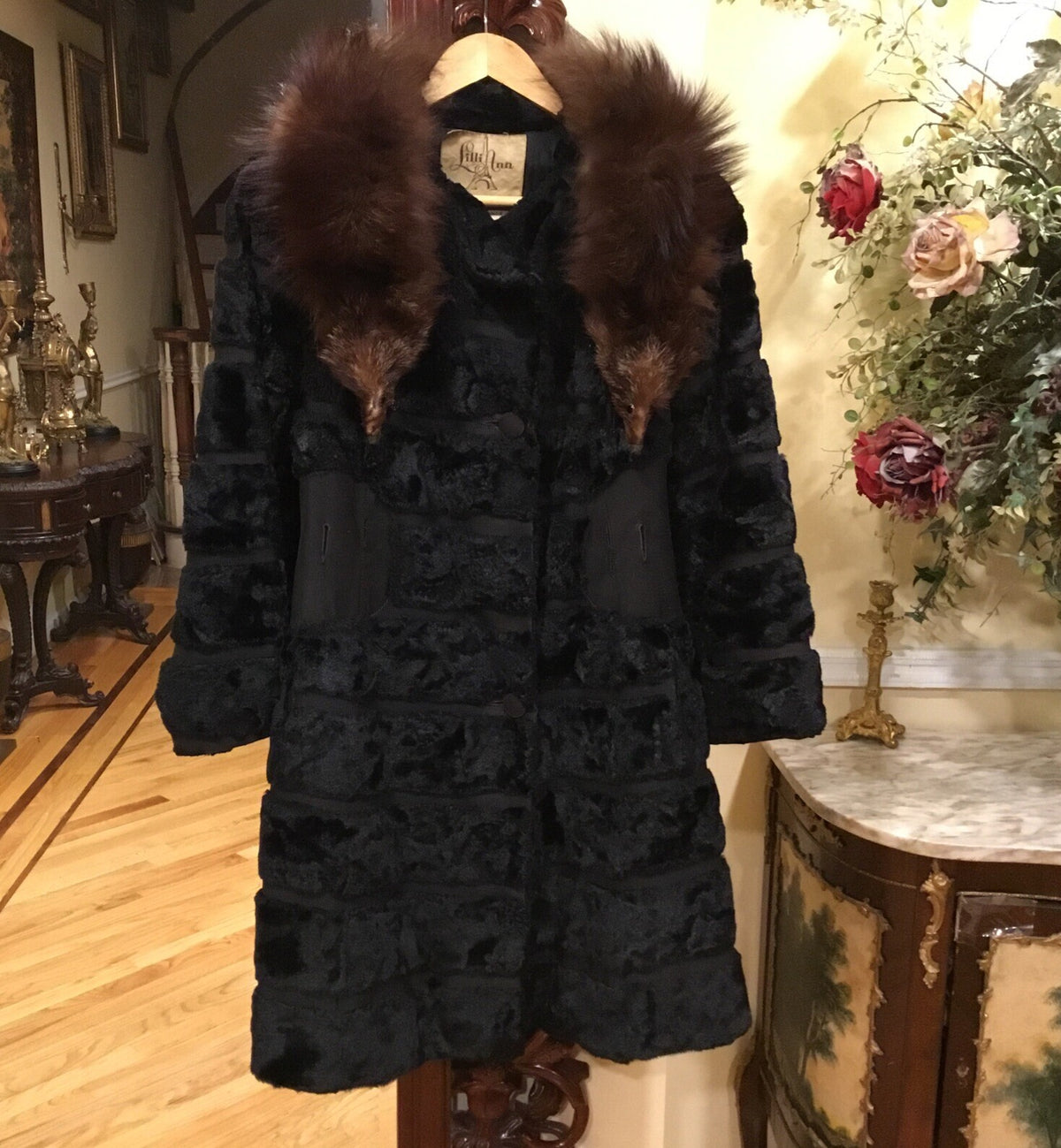 Vintage One of a kind ￼Georges Retro Time PARIS Black Coat French Lilli Ann  XS