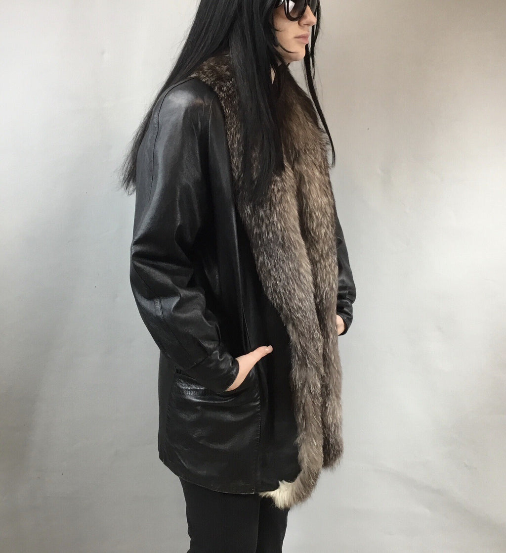 Leather￼ ￼And Fox  Coat  Coat Sz  M