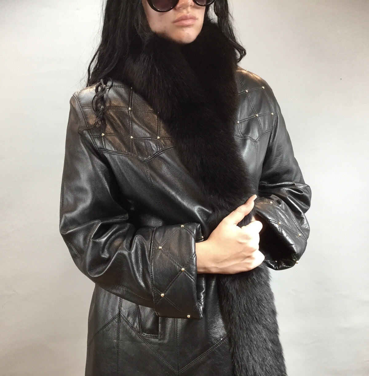 Leather￼ ￼And Fox  Coat  Coat Sz  M