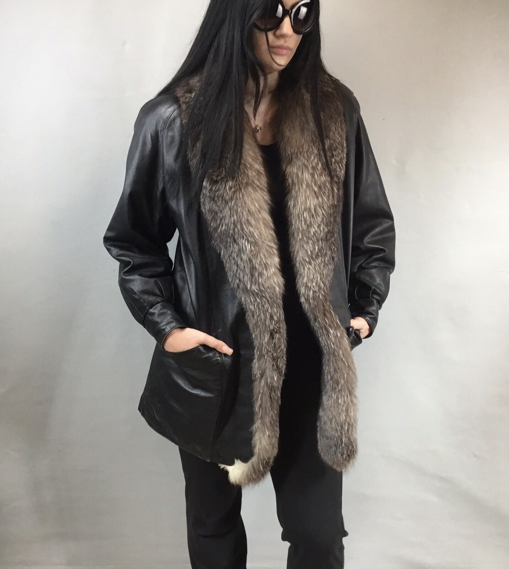Leather￼ ￼And Fox  Coat  Coat Sz  M