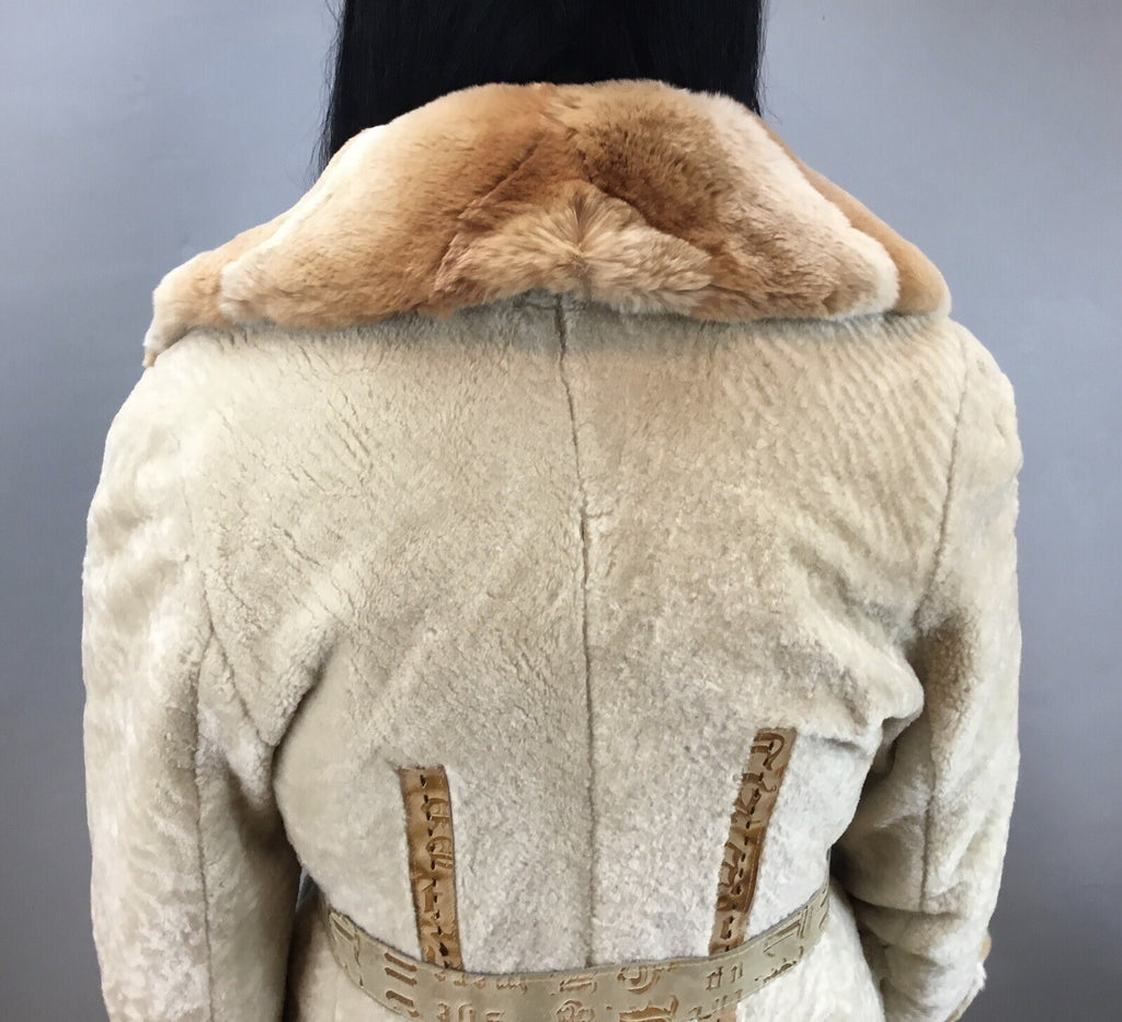 Parterrez, Italy, Persian Lamb/ Chinchilla Mix Fur/ Genuine Leather Coat Size M