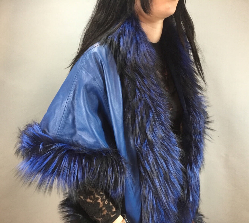 Women’s Luxury Real Fox And Leather ￼ Coat Jacket Beautiful Look Size M