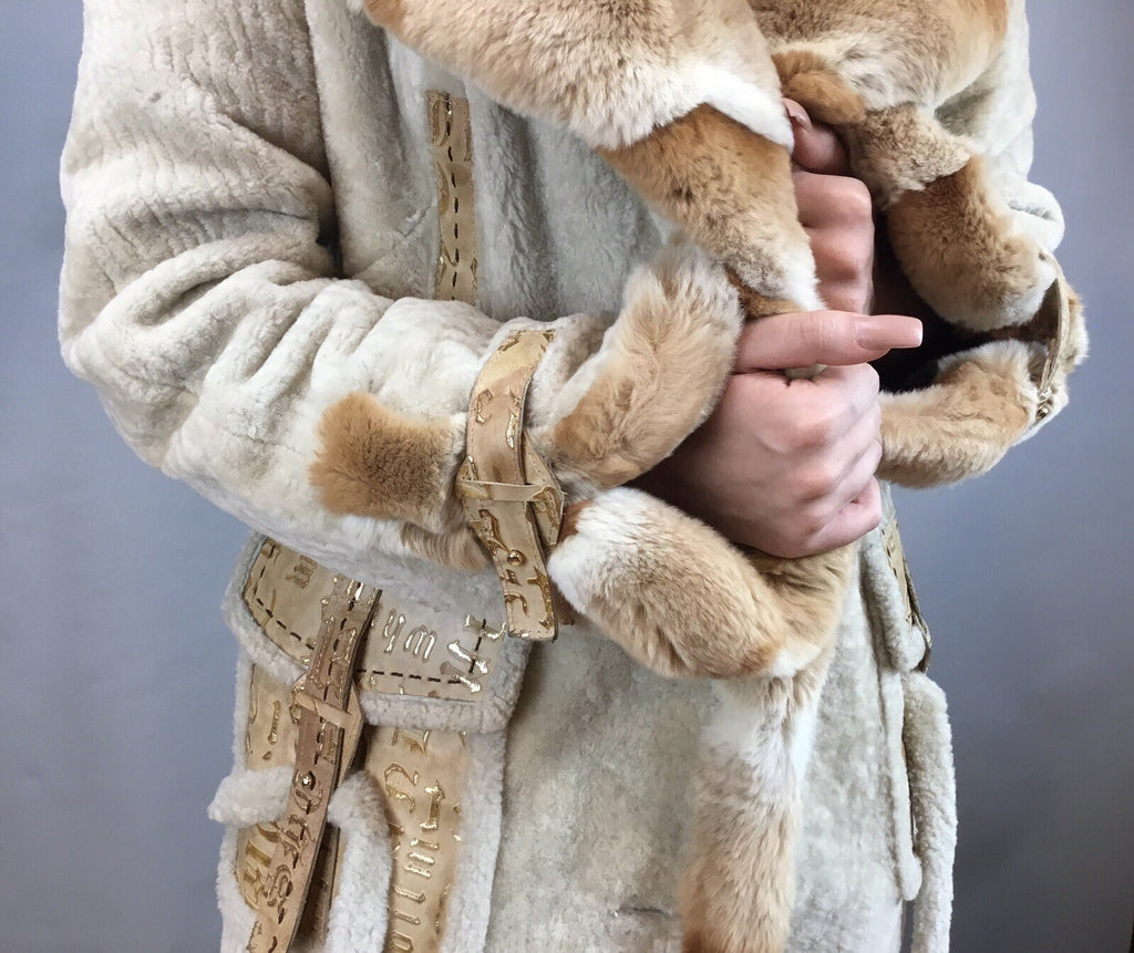 Parterrez, Italy, Persian Lamb/ Chinchilla Mix Fur/ Genuine Leather Coat Size M
