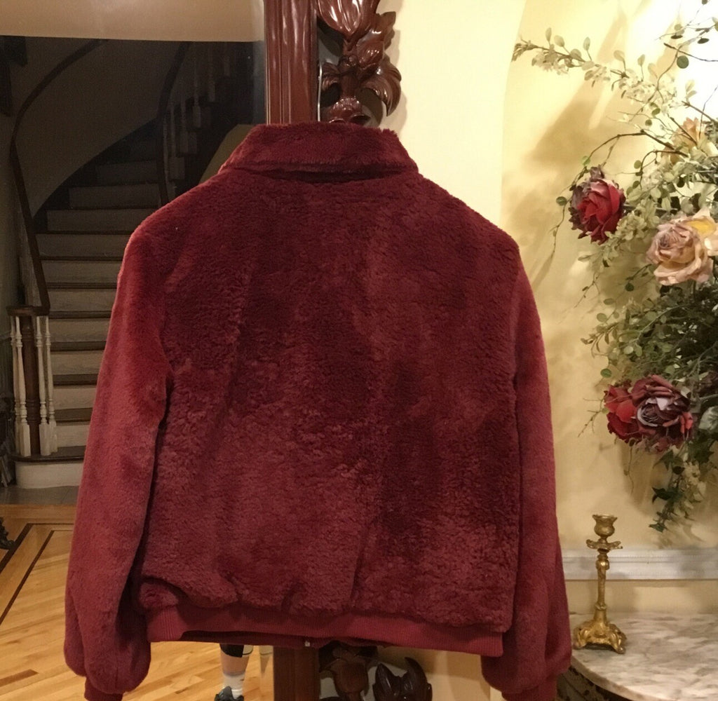 Artificial Fur Jacket, Long Sleeved Zippered Women's Jacket Soft Sz M
