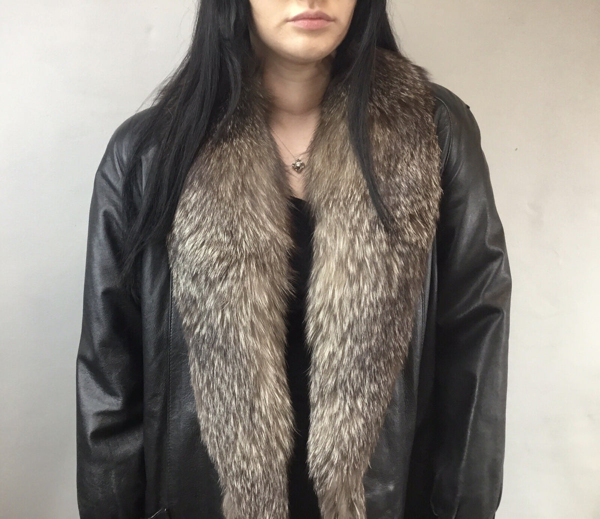 Leather￼ ￼And Fox  Coat  Coat Sz  M