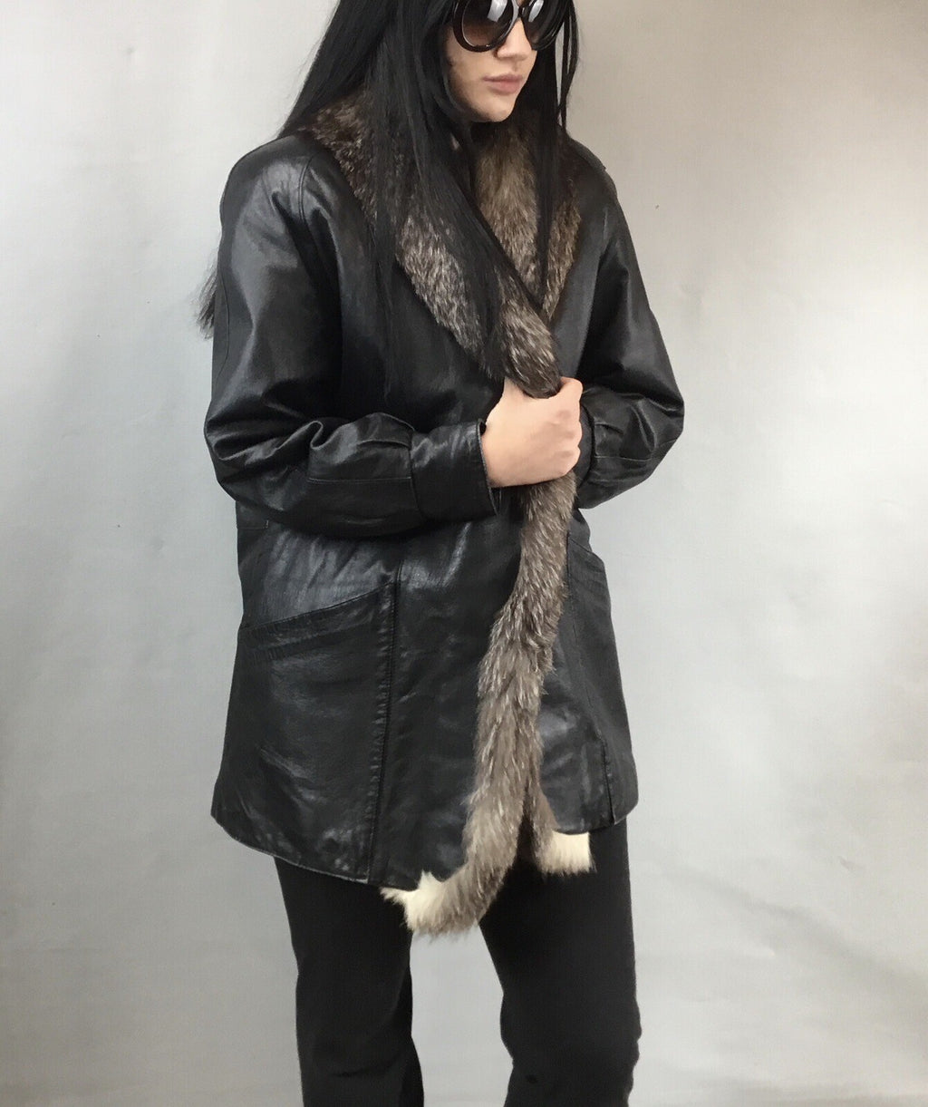 Leather￼ ￼And Fox  Coat  Coat Sz  M