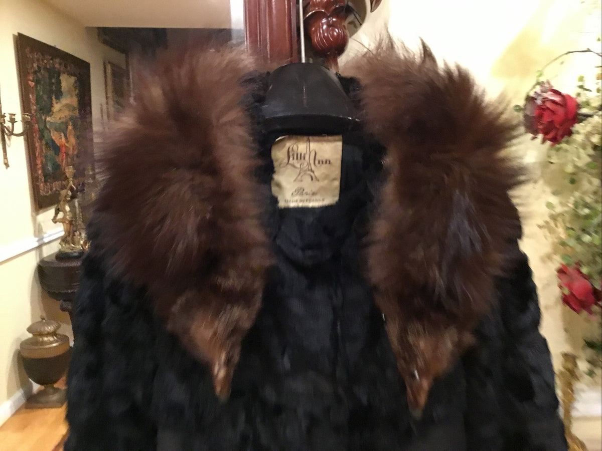 Vintage One of a kind ￼Georges Retro Time PARIS Black Coat French Lilli Ann  XS