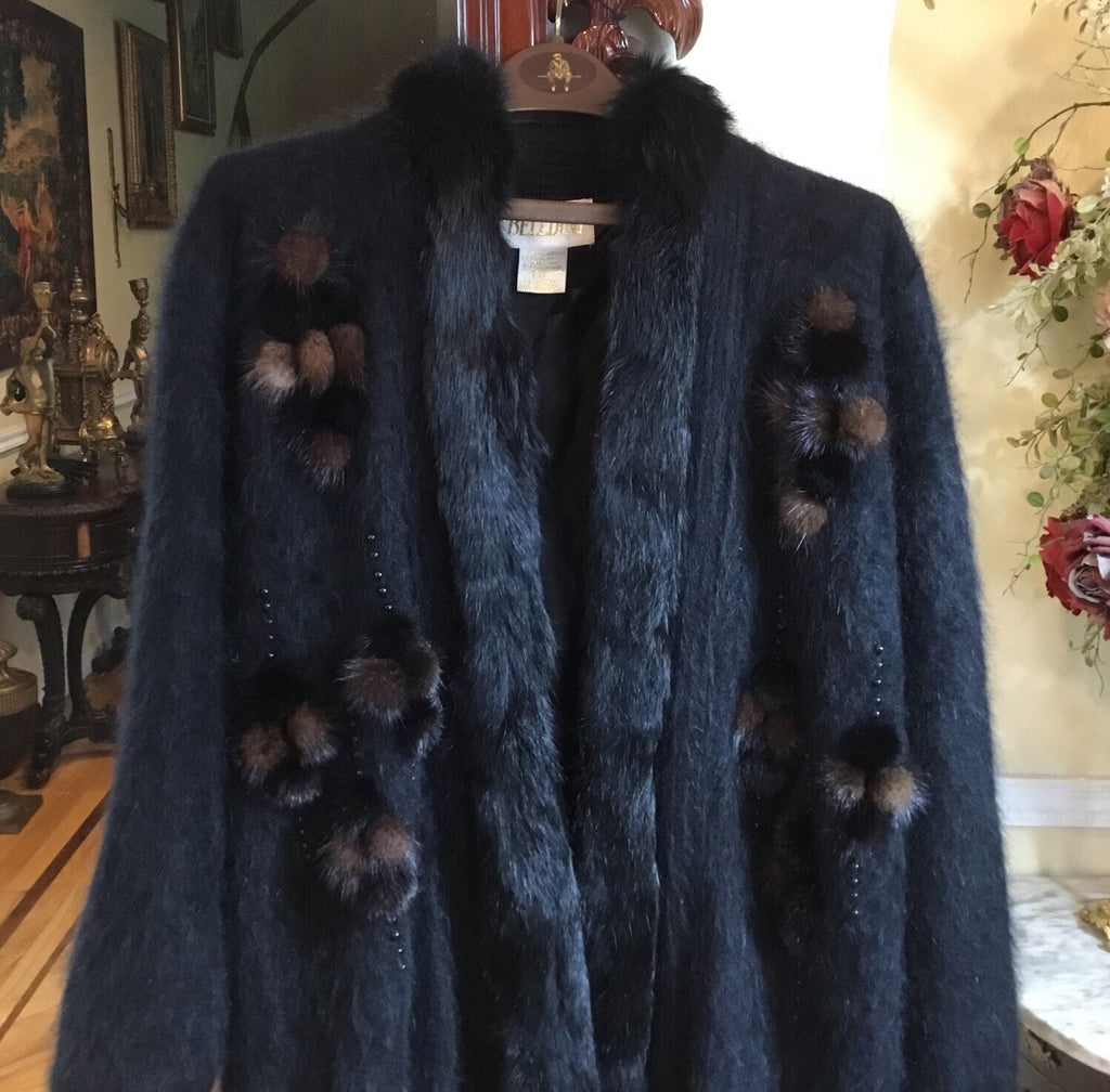 Mink, Angora fur long sweater jacket. Beautiful Jacket.  Sz M
