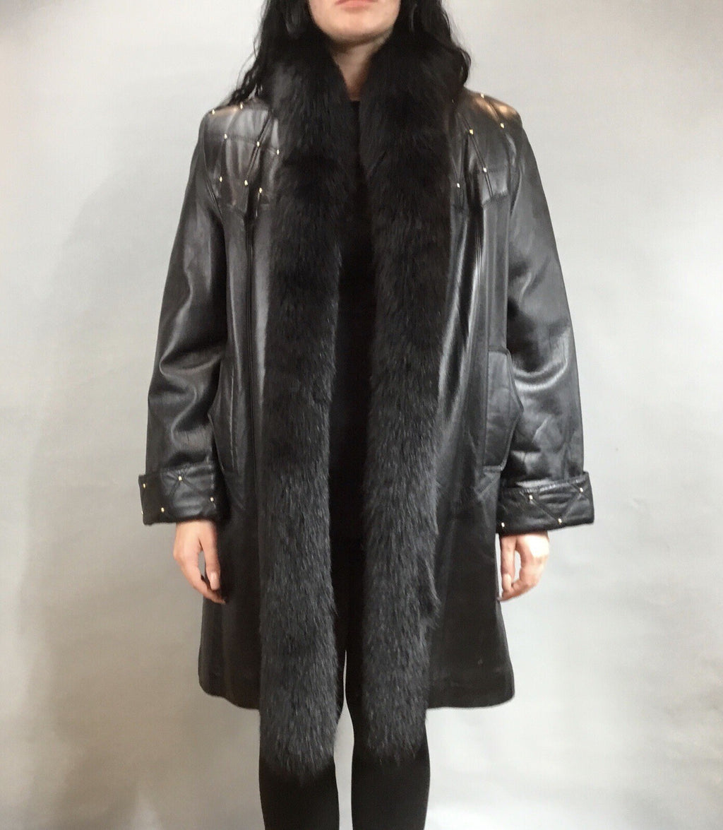 Leather￼ ￼And Fox  Coat  Coat Sz  M