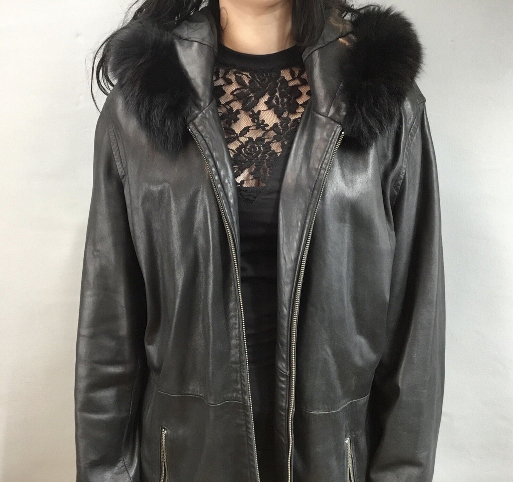 Leather￼ ￼And Fox  Coat  Coat Sz  XL