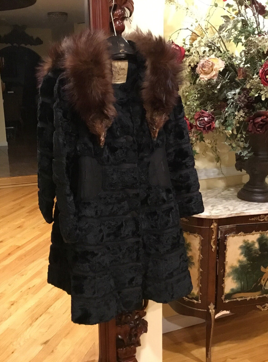 Vintage One of a kind ￼Georges Retro Time PARIS Black Coat French Lilli Ann  XS