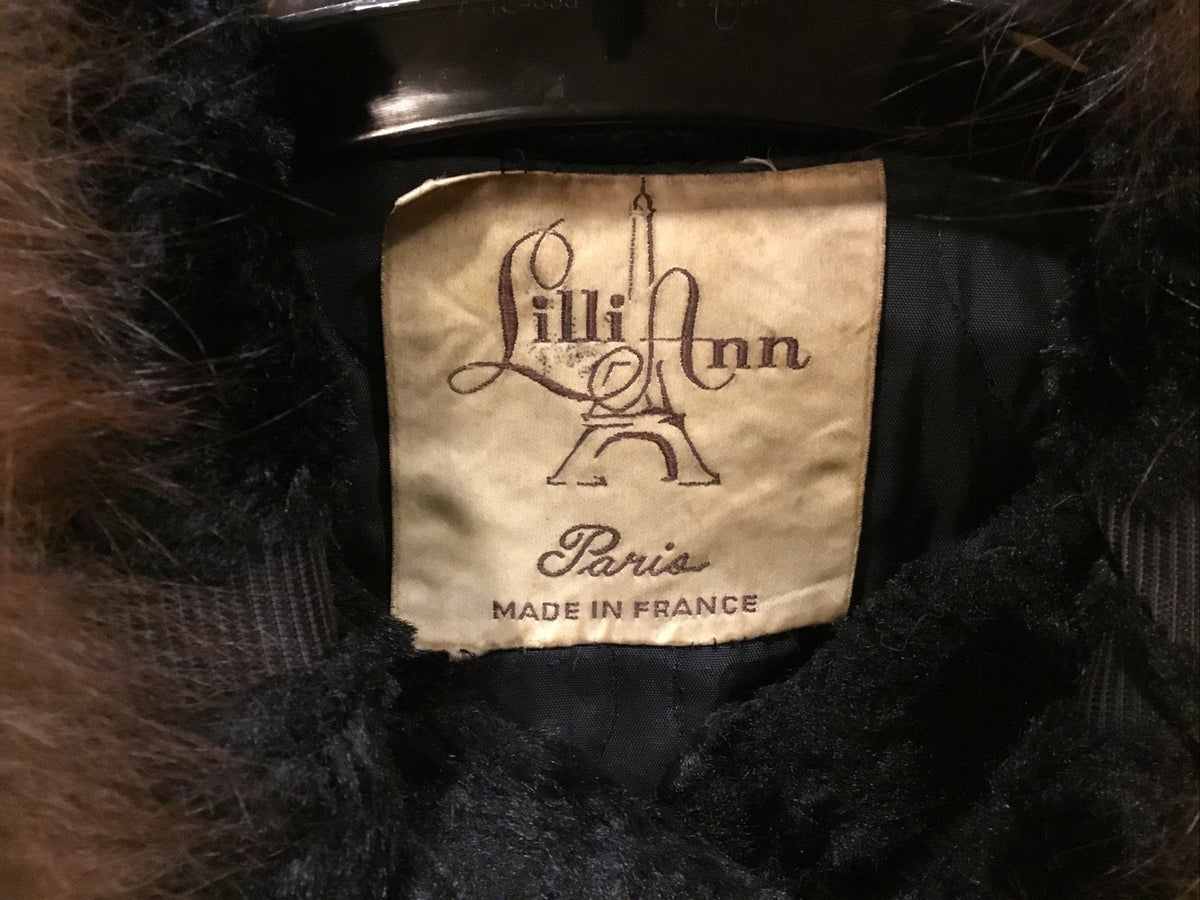 Vintage One of a kind ￼Georges Retro Time PARIS Black Coat French Lilli Ann  XS