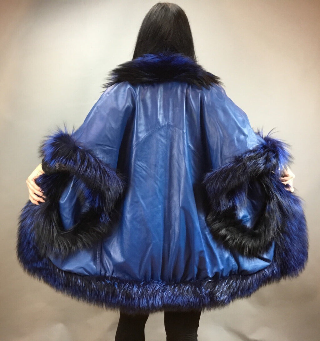 Women’s Luxury Real Fox And Leather ￼ Coat Jacket Beautiful Look Size M
