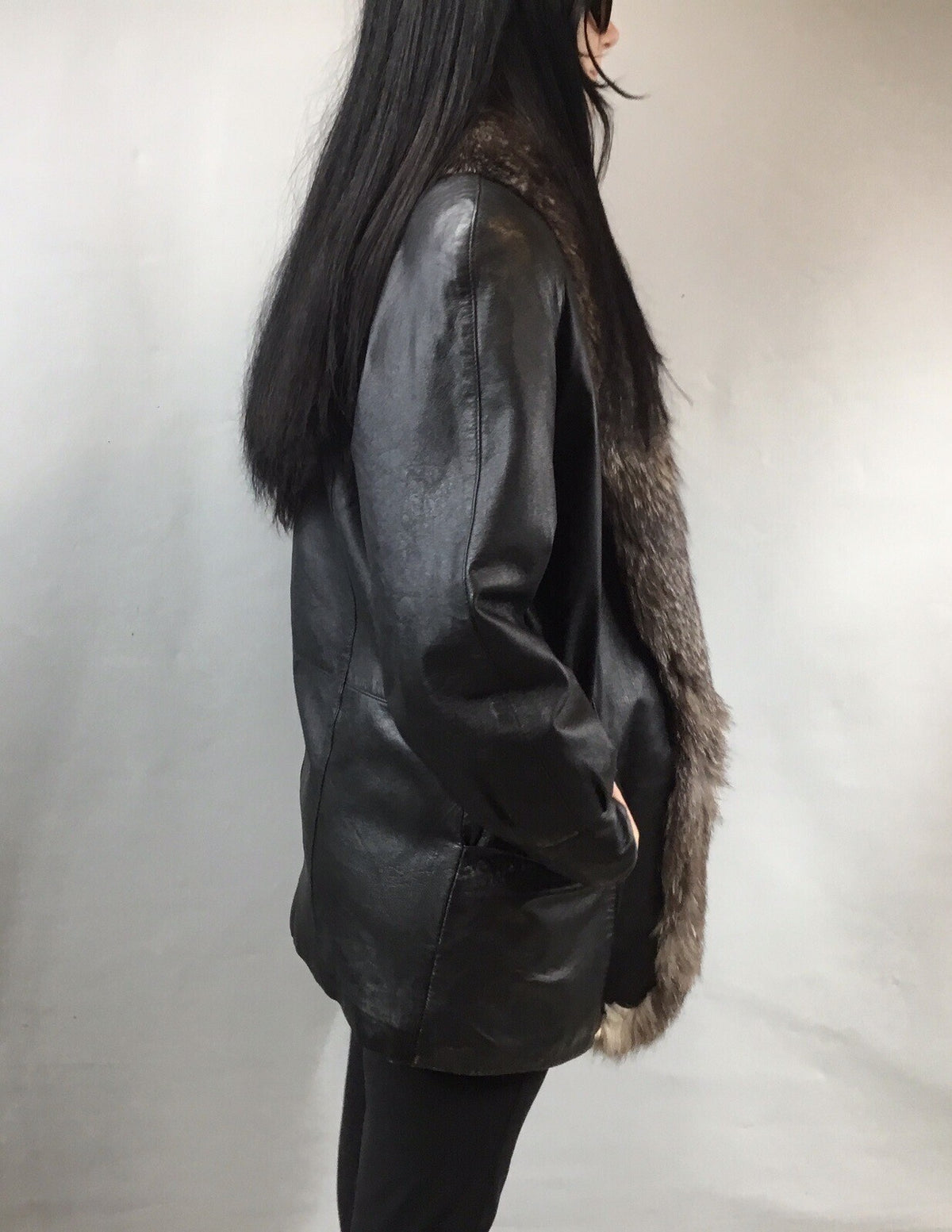 Leather￼ ￼And Fox  Coat  Coat Sz  M