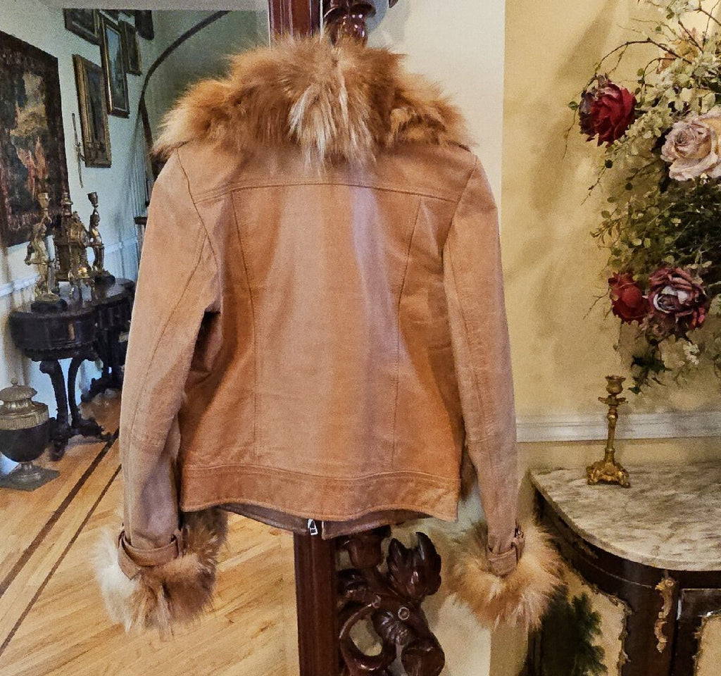 BURBERRY REAL RED FOX FUR JACKET  FOX COAT SIZE 38