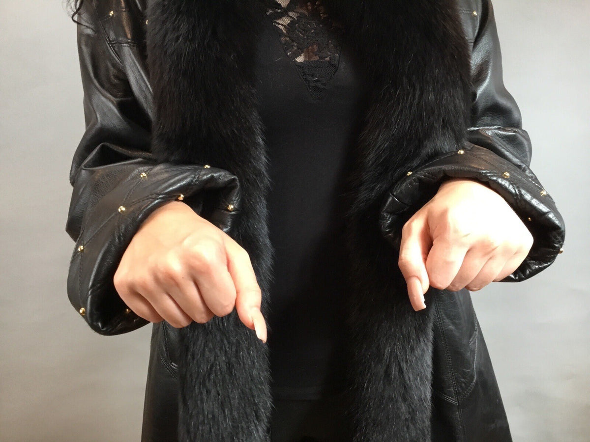 Leather￼ ￼And Fox  Coat  Coat Sz  M