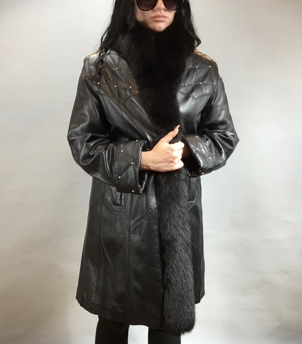 Leather￼ ￼And Fox  Coat  Coat Sz  M