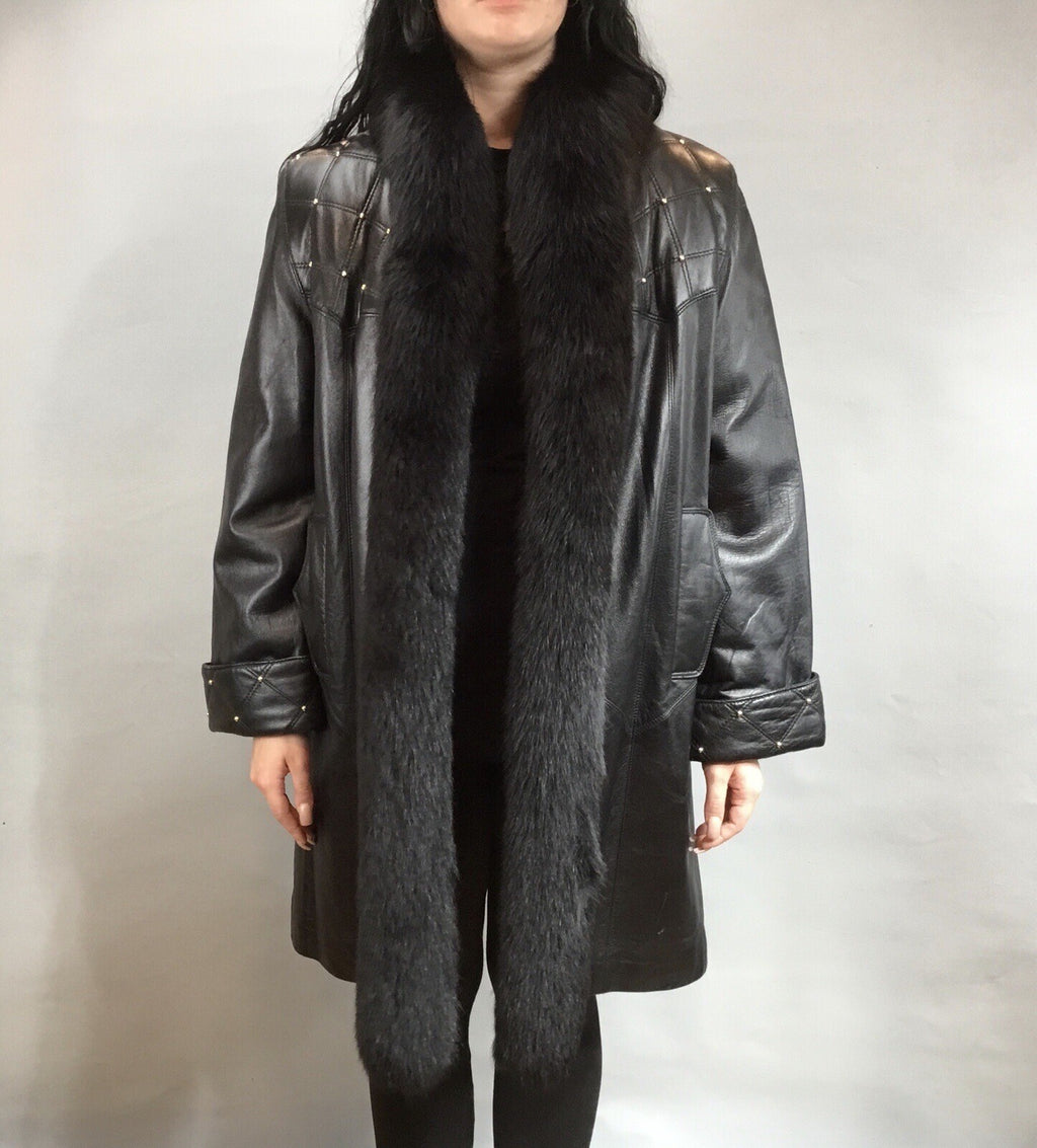 Leather￼ ￼And Fox  Coat  Coat Sz  M
