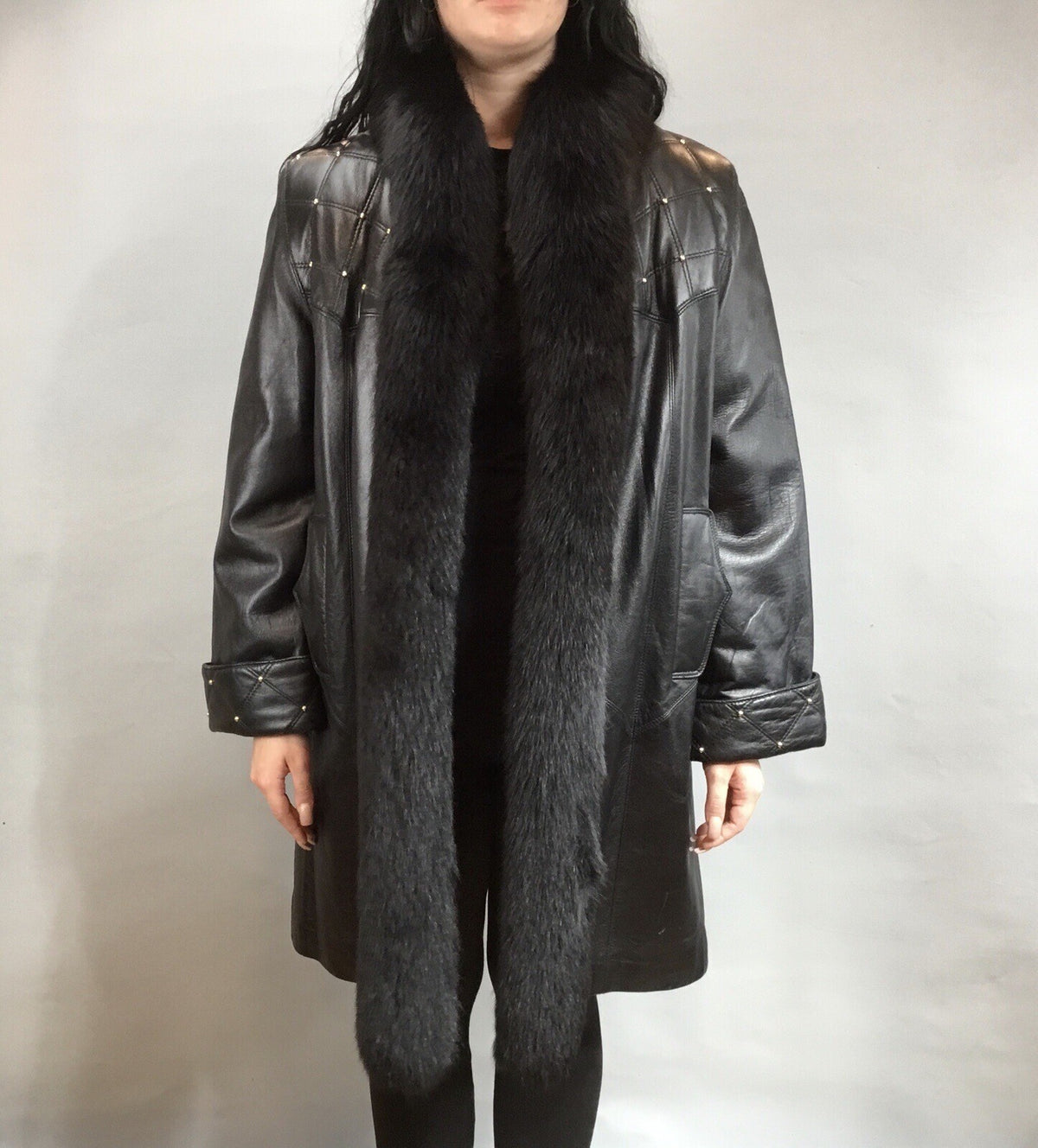 Leather￼ ￼And Fox  Coat  Coat Sz  M