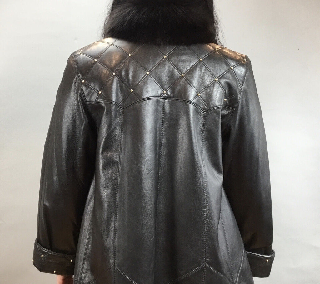 Leather￼ ￼And Fox  Coat  Coat Sz  M