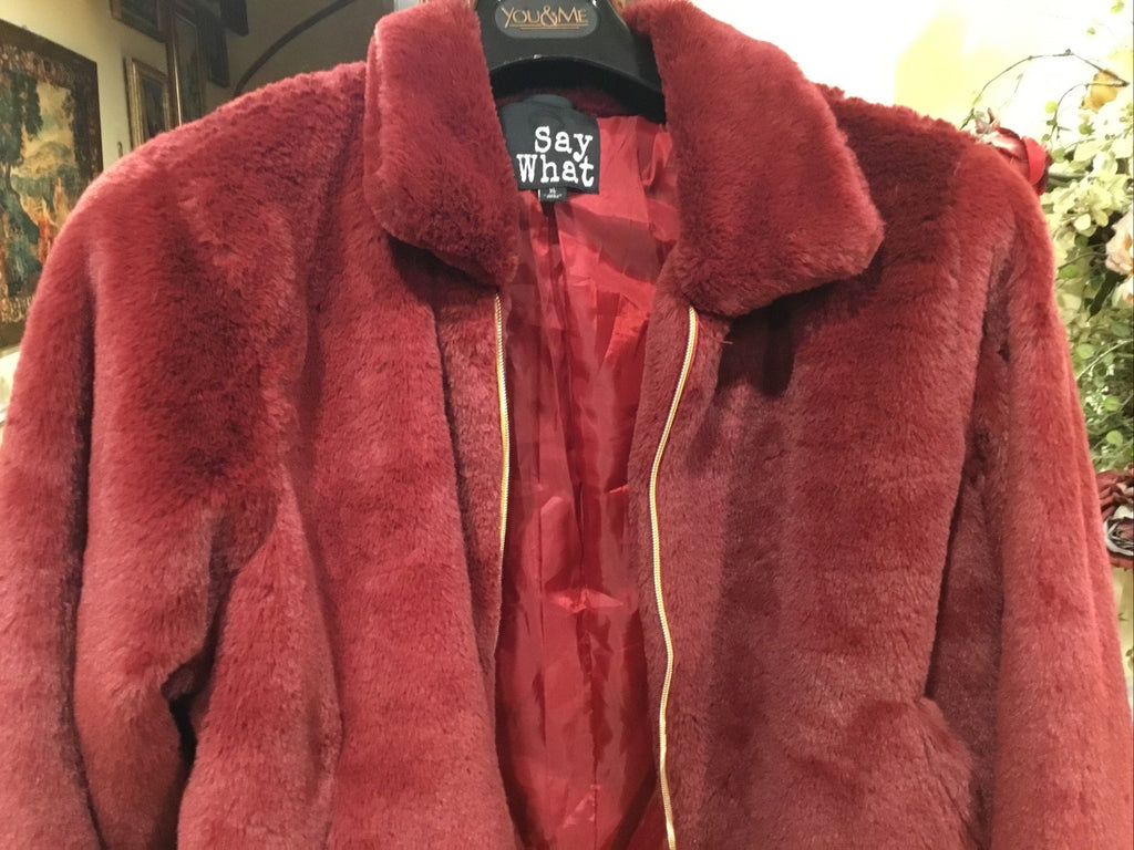 Artificial Fur Jacket, Long Sleeved Zippered Women's Jacket Soft Sz M