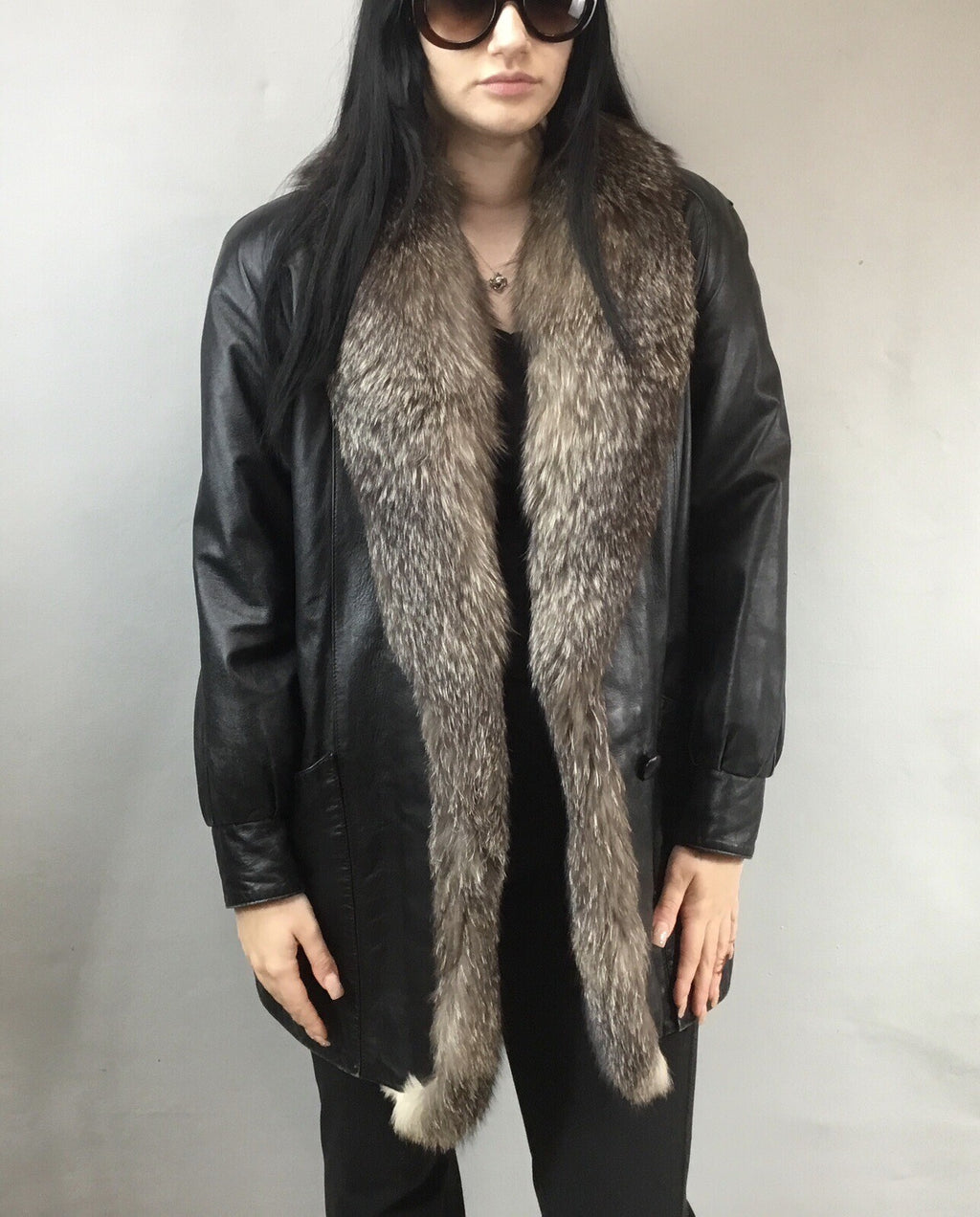 Leather￼ ￼And Fox  Coat  Coat Sz  M